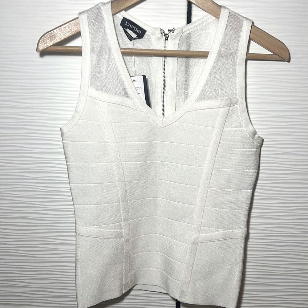 NWT Bebe mesh bandage top, M